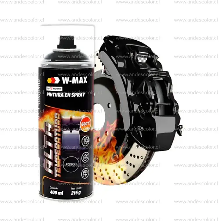 Pintura Spray - Wmax Alta Termperatura Negro Mate 400 Ml 2