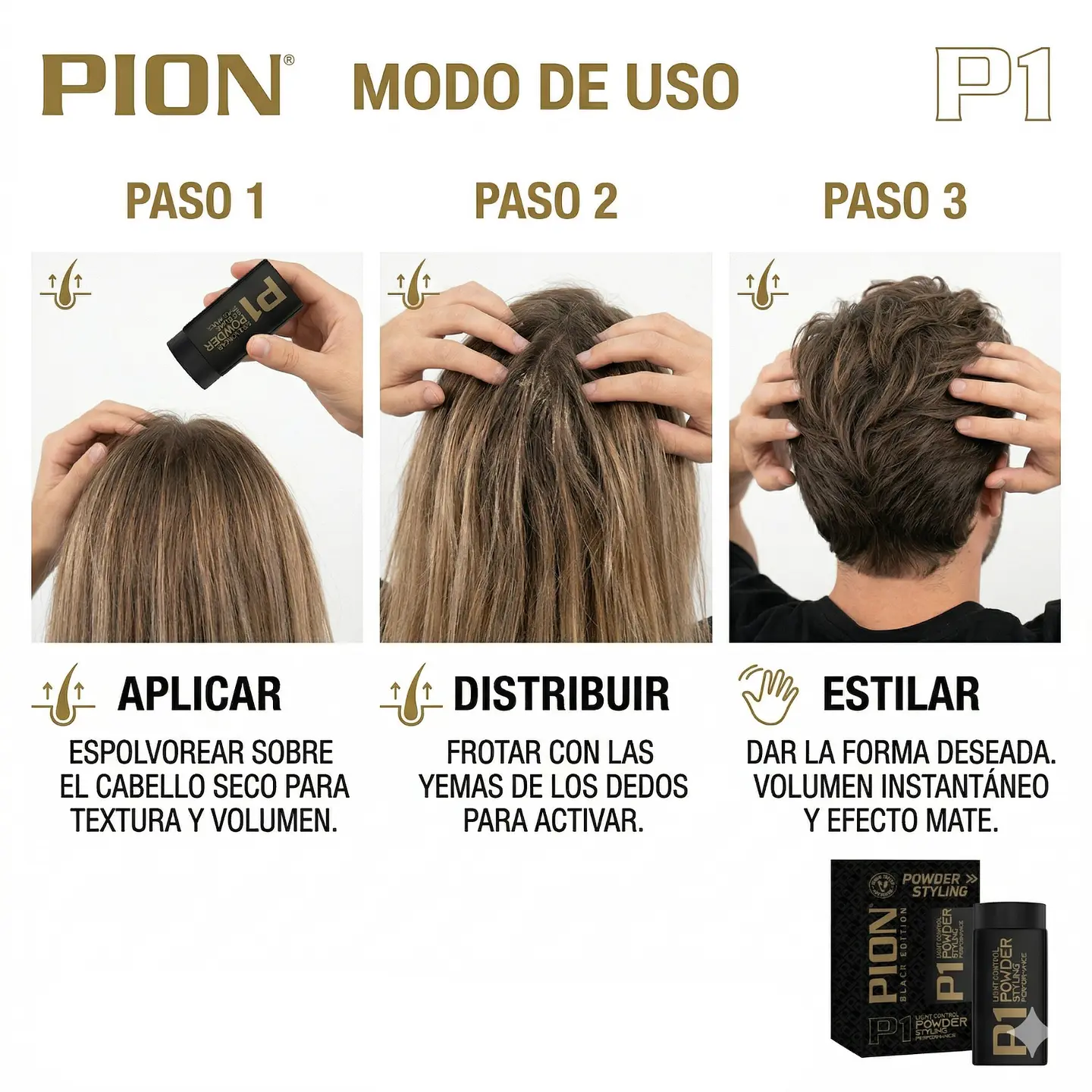 Polvo Texturizador Capilar Pion Fijador Cabello Hombre 20g 3