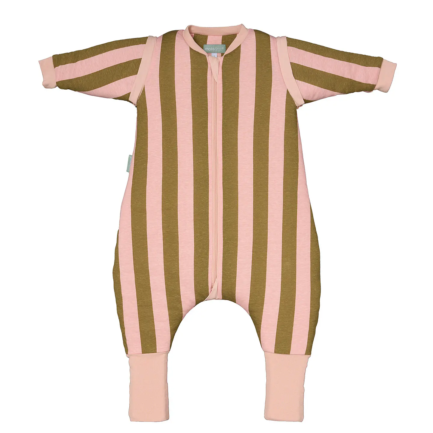 Pijama manta con mangas y calcetines antideslizantes - Kakhi & Rose Stripes - TOG 2.5 1