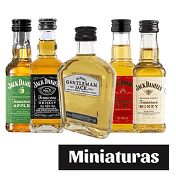 Colección 5 Miniaturas Whisky Jack Daniels 50 ml 