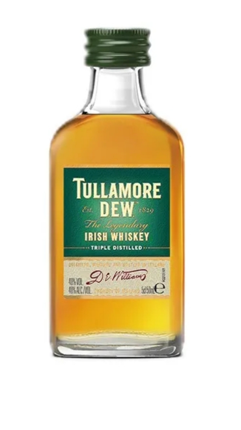 Miniatura Whisky Irlandés TULLAMORE DEW 40° 50 ml Botella Vidrio