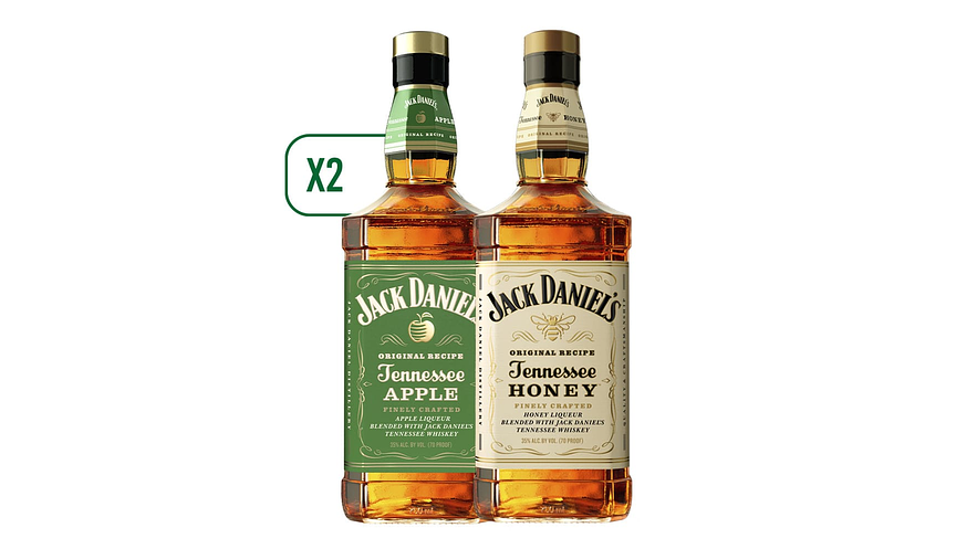 Pack 2 Jack Daniels Apple 750 ml + 1 Jack Daniels Honey 750 ml  1