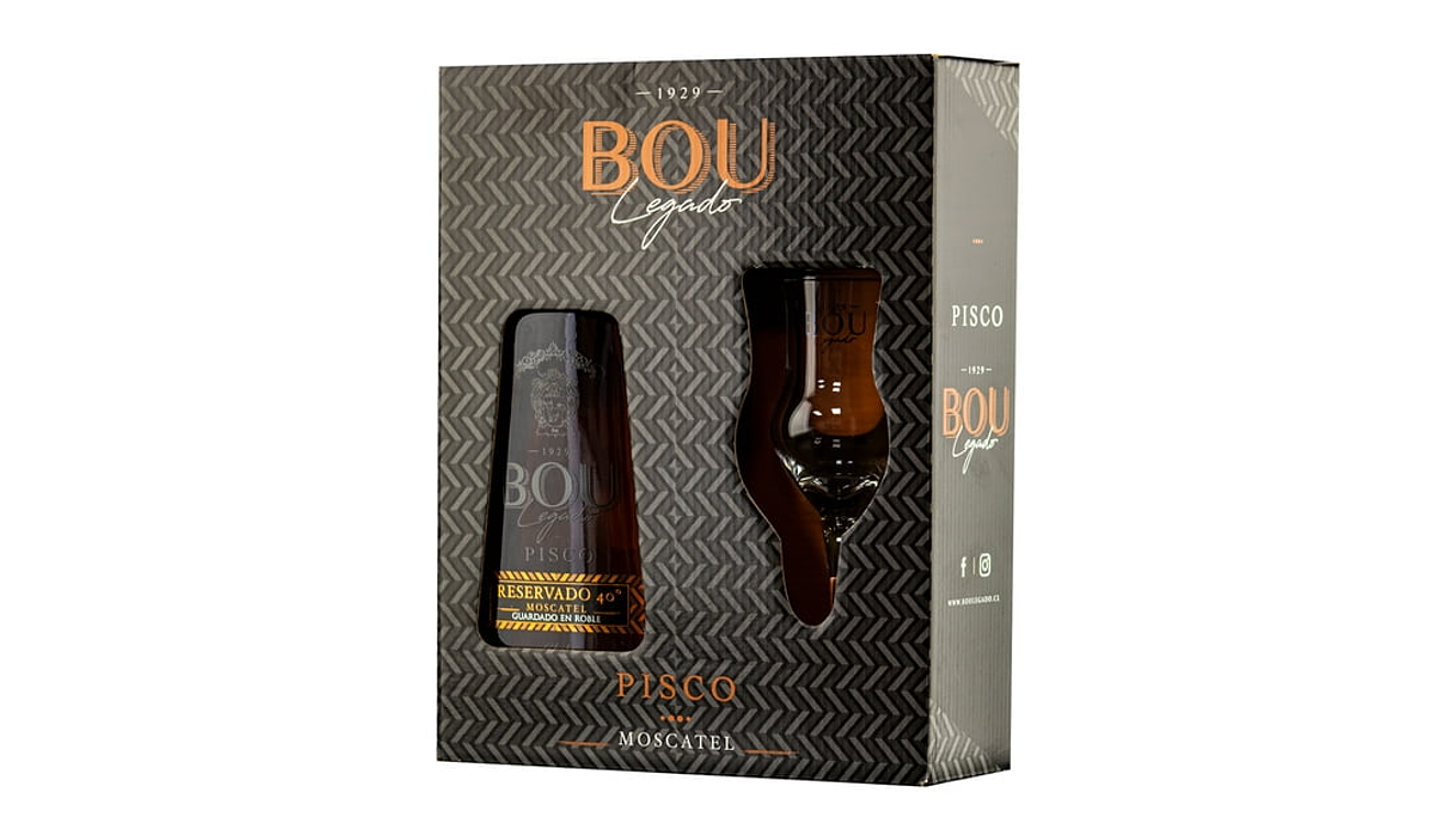  Pisco Bou Legado Reservado 40° – Pisco Ganador el Mejor del Mundo 2025 +Copa de Cata de Cristal 1