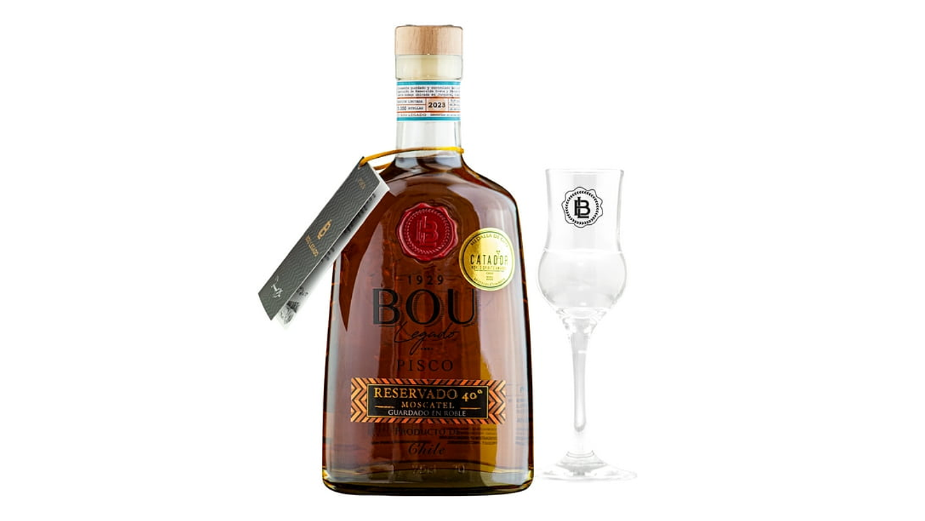  Pisco Bou Legado Reservado 40° – Pisco Ganador el Mejor del Mundo 2025 +Copa de Cata de Cristal 3