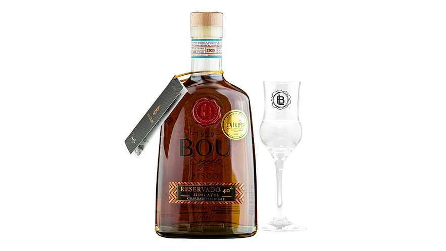  Pisco Bou Legado Reservado 40° – Pisco Ganador el Mejor del Mundo 2025 +Copa de Cata de Cristal 3