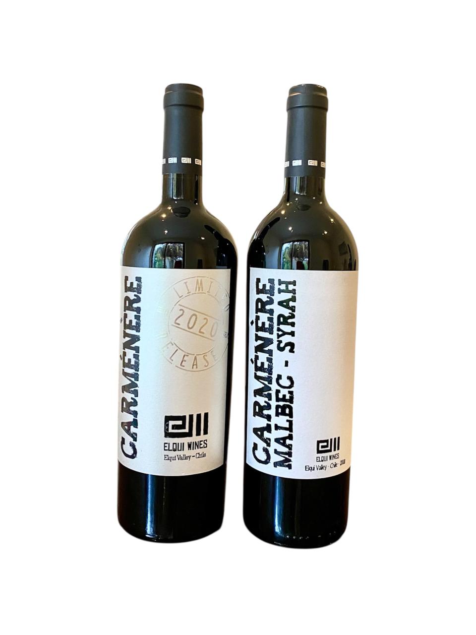 2 Vinos Premium Carmenere 2021 & Ensamblaje 2019 Elqui Wines 750 ml