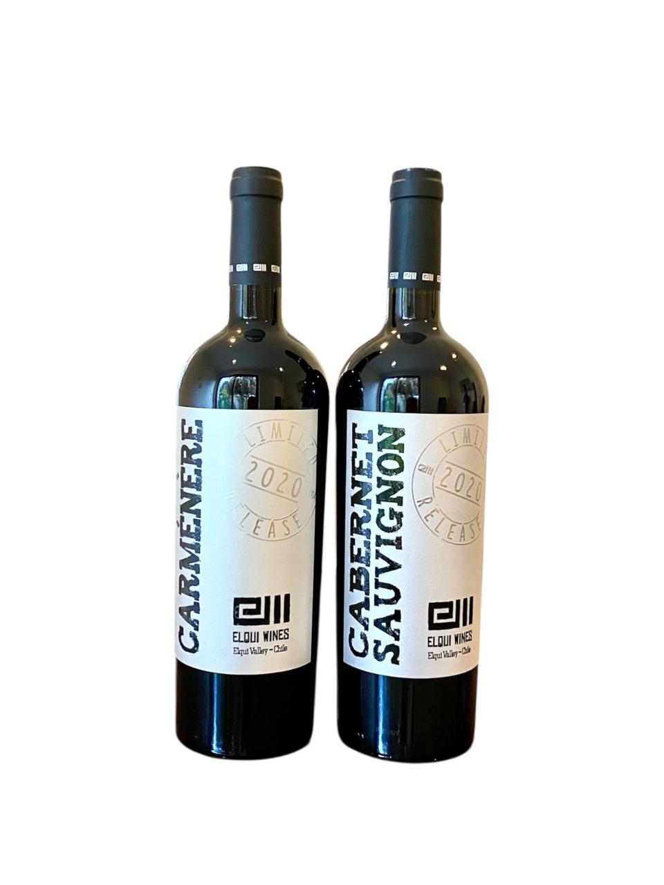2 Vinos Premium Carmenere 2021 & Cabernet Sauvignon 2020 Elqui Wines 750 ml