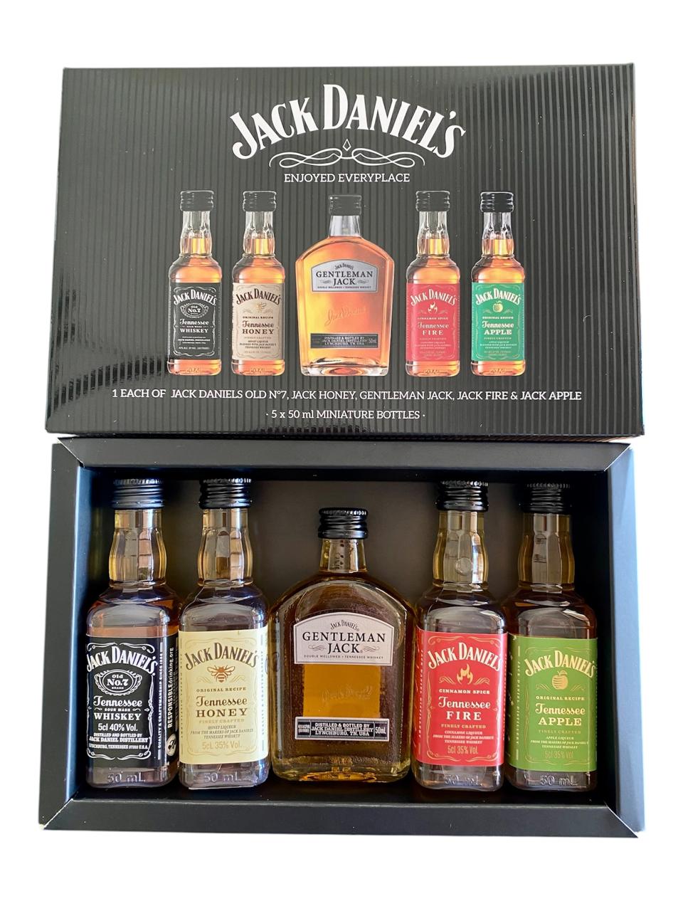 Colección 5 Miniaturas Whisky Jack Daniel's Tennessee sabore