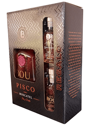  Pisco Bou Legado Reservado 40° – Pisco Ganador el Mejor del Mundo 2025 +  Miniaturas Pisco