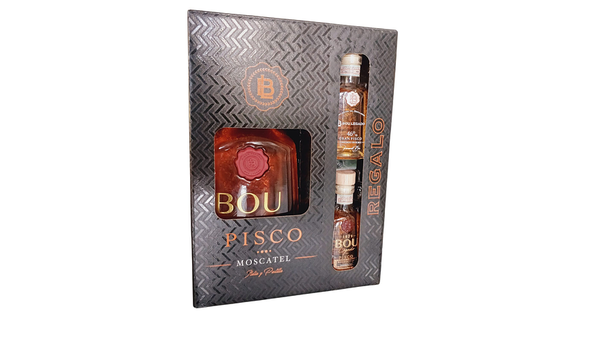  Pisco Bou Legado Reservado 40° – Pisco Ganador el Mejor del Mundo 2025 +  Miniaturas Pisco 1