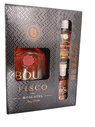  Pisco Bou Legado Reservado 40° – Pisco Ganador el Mejor del Mundo 2025 +  Miniaturas Pisco
