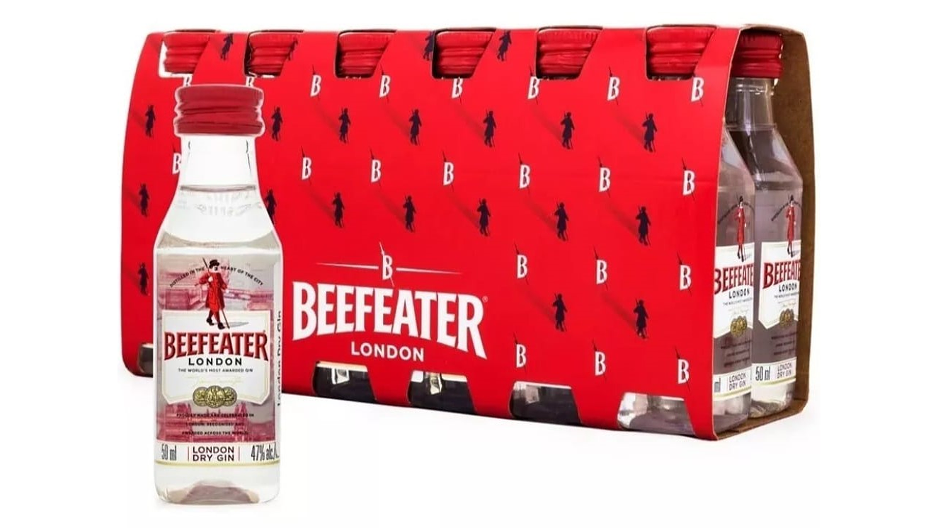 Pack 12 Miniaturas Gin Beefeater  London Botella Vidrio 50ml  2