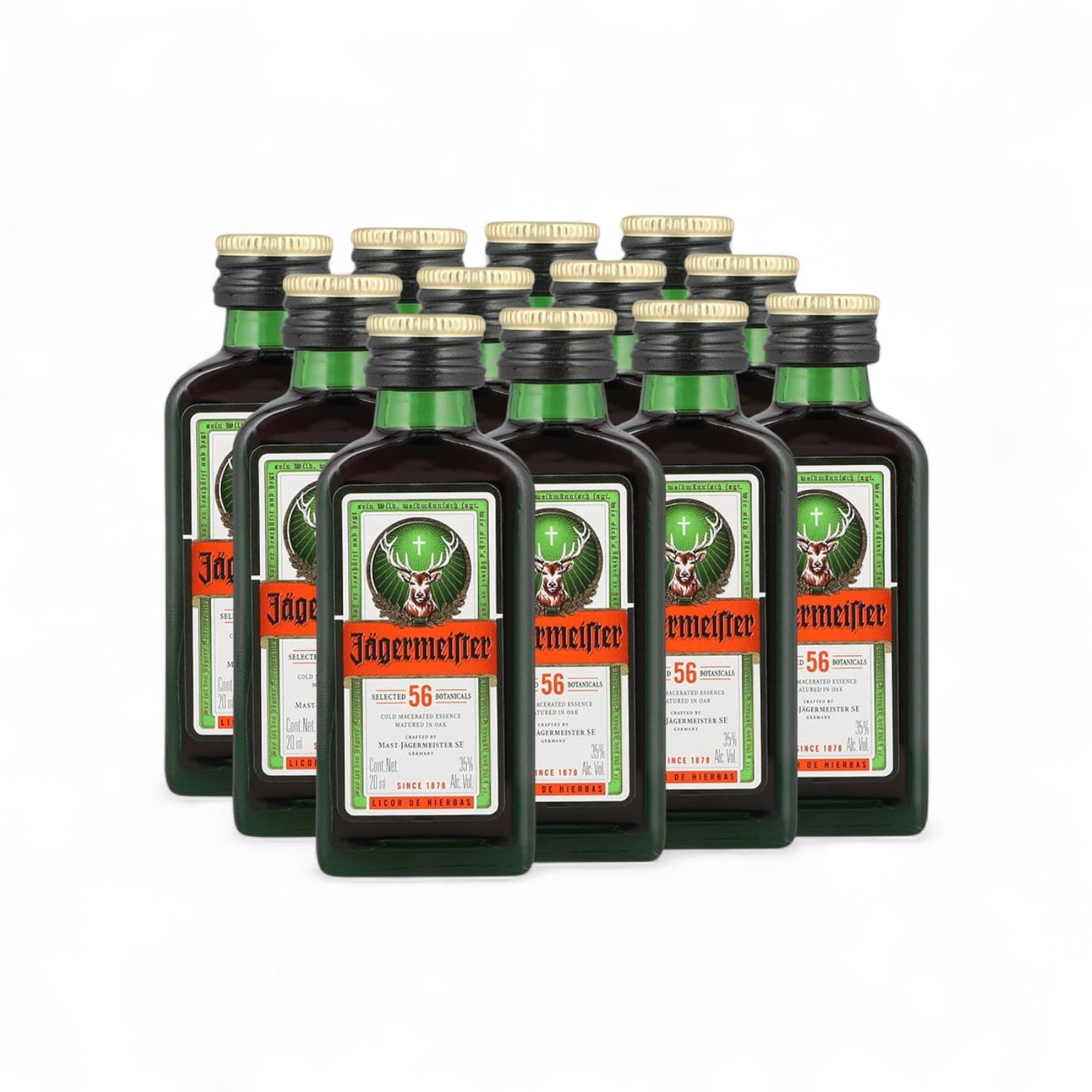 12 Miniaturas de Jagermeister botella vidrio OFERTA