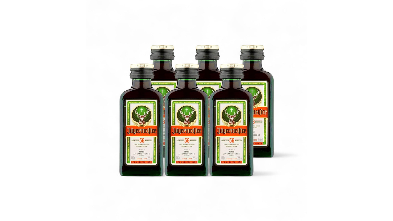  6  Miniaturas Jägermeister botella vidrio   1