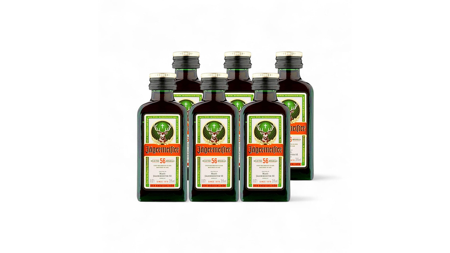  6  Miniaturas Jägermeister botella vidrio   1