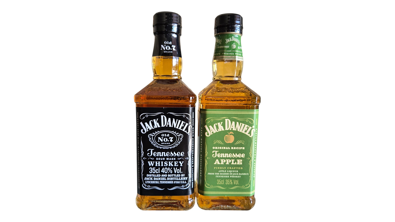 Pack 2 Whiskys Jack Daniels 350 ml  N7 Tradicional -Apple con Estuche para regalar 4