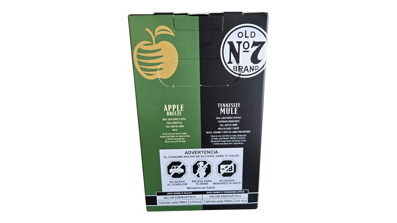 Pack 2 Whiskys Jack Daniels 350 ml  N7 Tradicional -Apple con Estuche para regalar 2