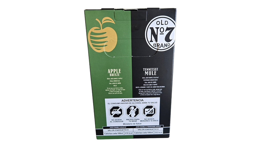 Pack 2 Whiskys Jack Daniels 350 ml  N7 Tradicional -Apple con Estuche para regalar 2