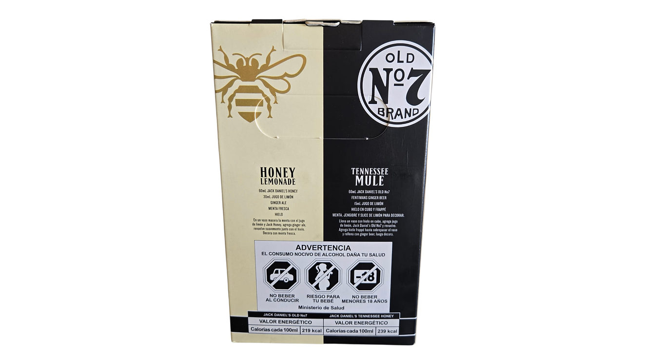 Pack 2 Whiskys Jack Daniels 350 ml  N7 Tradicional -Honey con Estuche para regalar 4