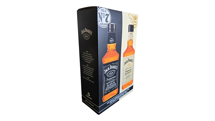 Pack 2 Whiskys Jack Daniels 350 ml  N7 Tradicional -Honey con Estuche para regalar 1