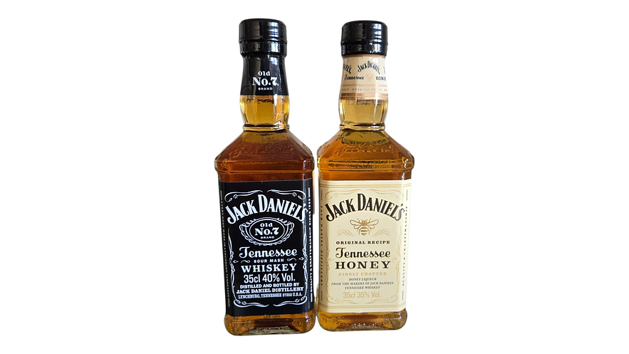 Pack 2 Whiskys Jack Daniels 350 ml  N7 Tradicional -Honey con Estuche para regalar 3