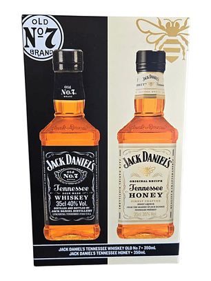 Pack 2 Whiskys Jack Daniels 350 ml  N7 Tradicional -Honey con Estuche para regalar