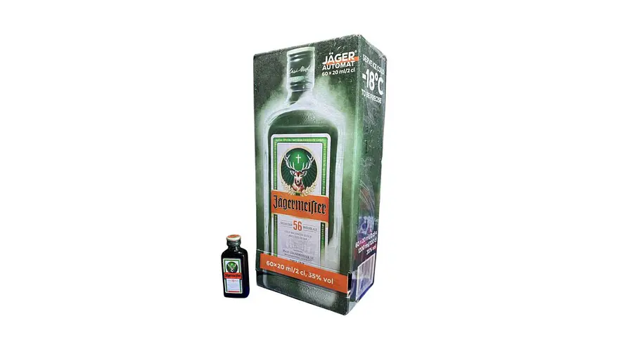 Caja 60 Miniaturas Licor Jagermeister envase vidrio  1