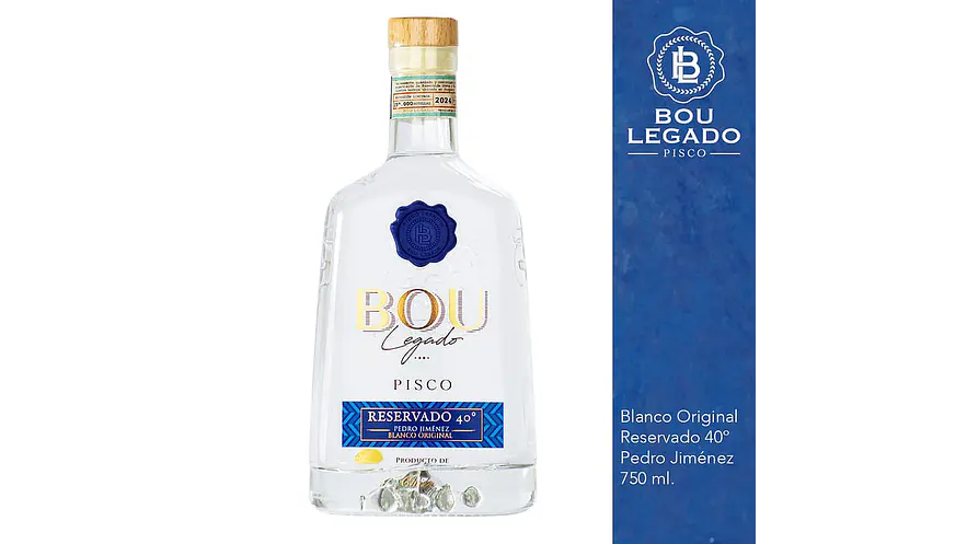 Pisco Bou Legado Transparente 40° Reservado uvas Pedro Jimenez 2