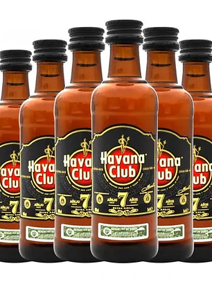 6 Miniaturas Ron Habana Club 7 años 50 ml Botella Vidrio
