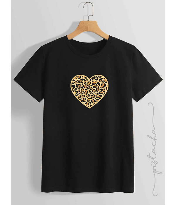 Polera corazón animal Print