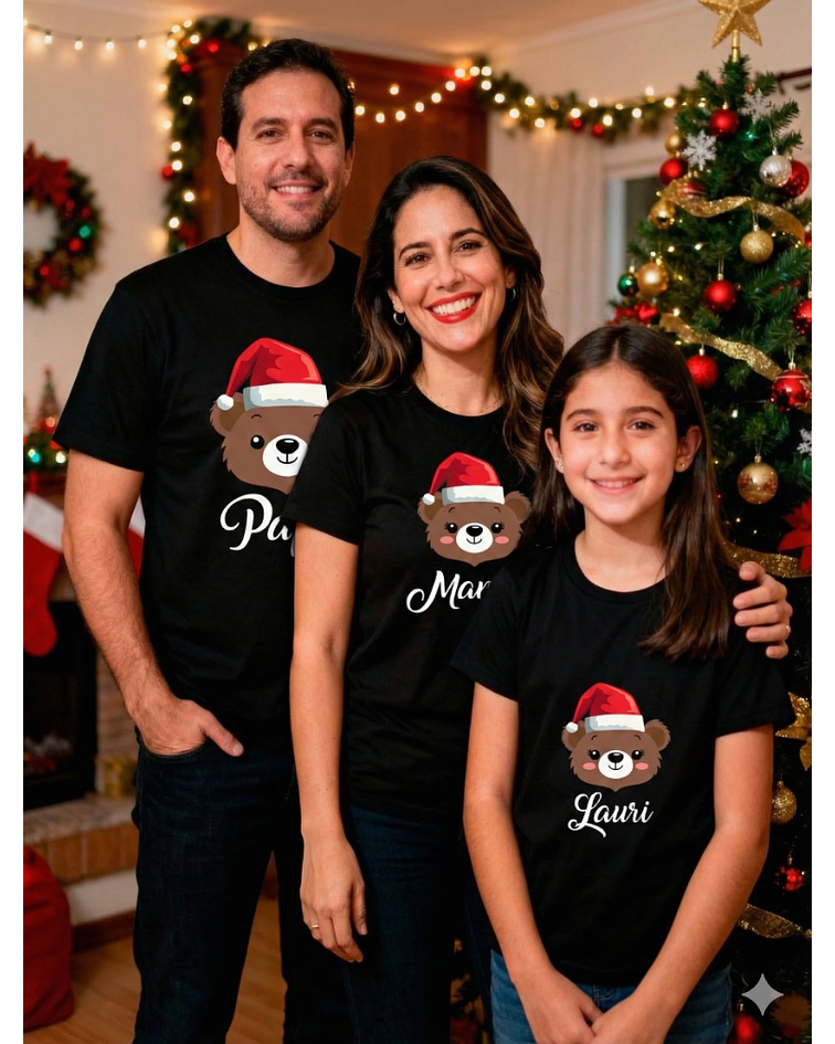 Polera navidad oso personalizada