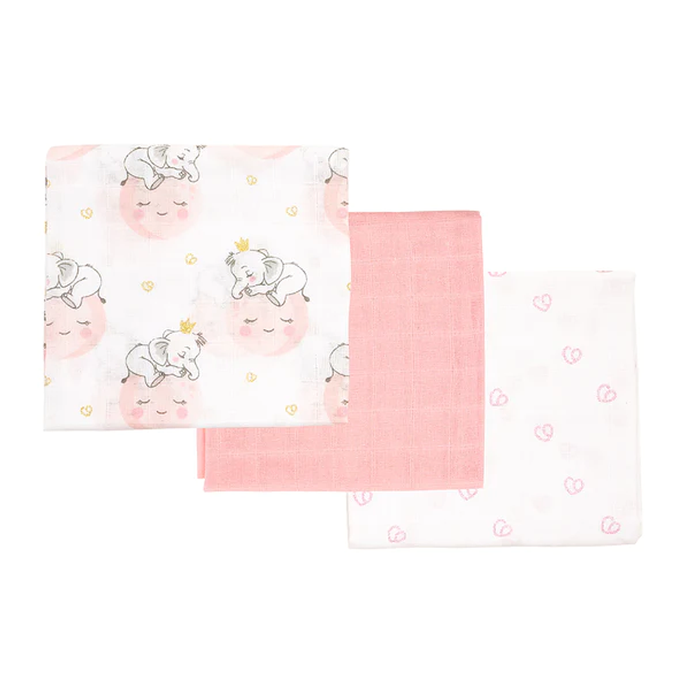 Set Bambino 3 pañales elefante rosado