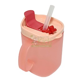 Vaso 280ML | Rosado con bombilla de silicona y doble asas