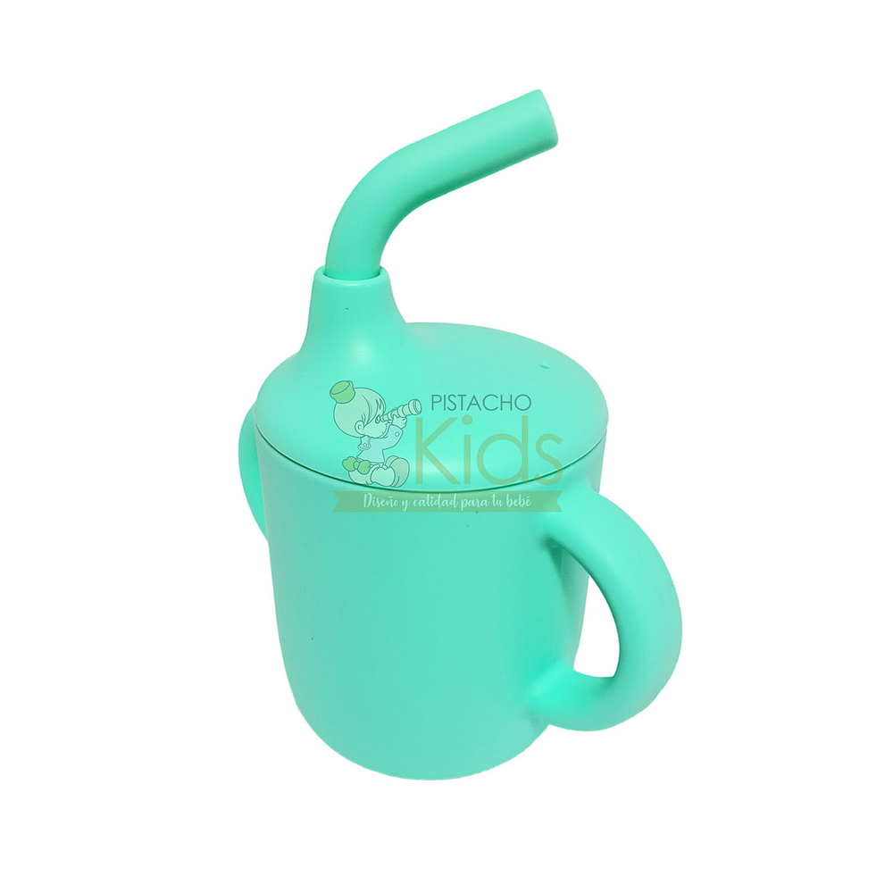 Vaso de silicona 150ML | Antideslizante, con bombilla de silicona y doble asas