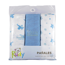 Set Rudy 3 pañales celeste