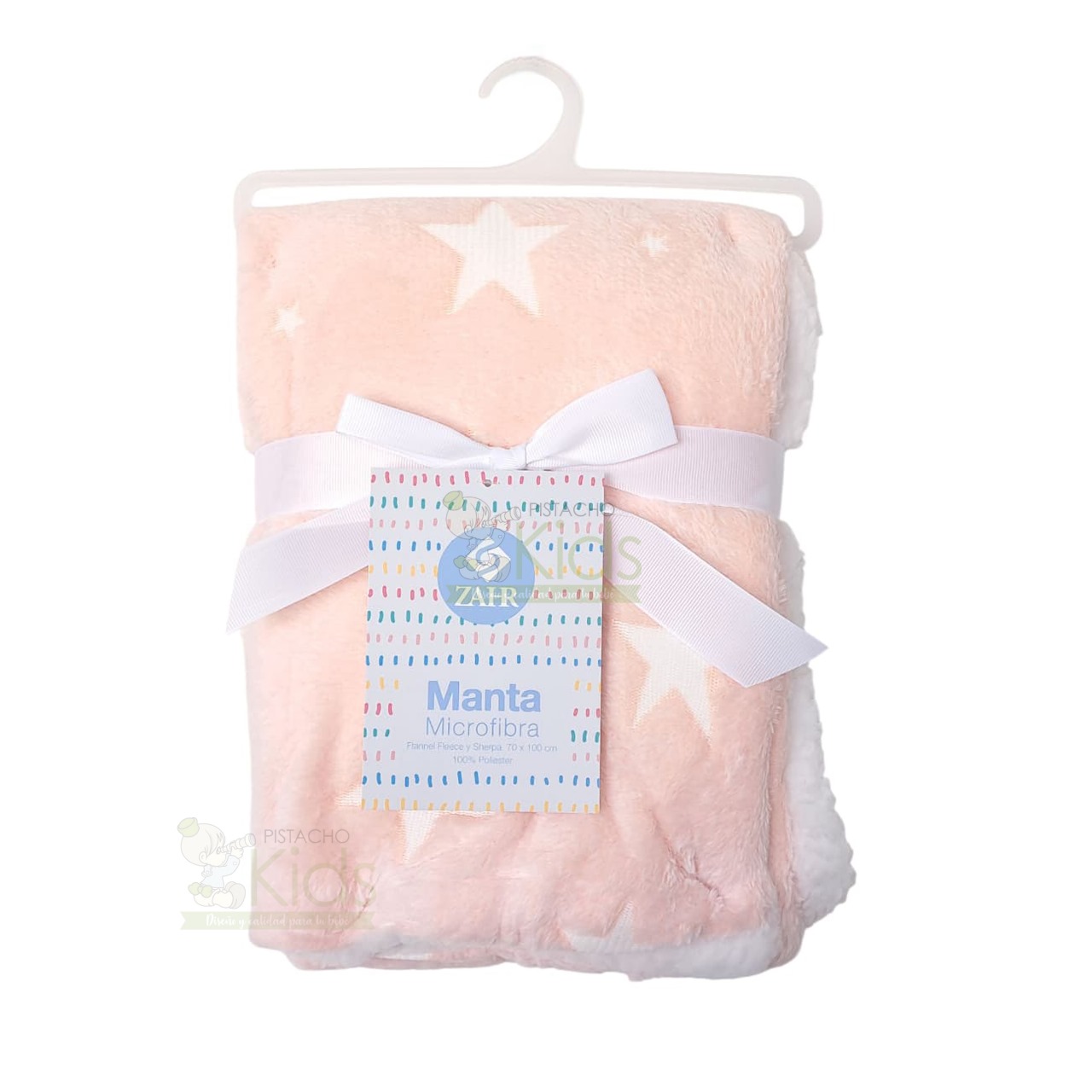 Manta Infantil ZAHR Sherpa Rosado Estrellas 70x100 cm