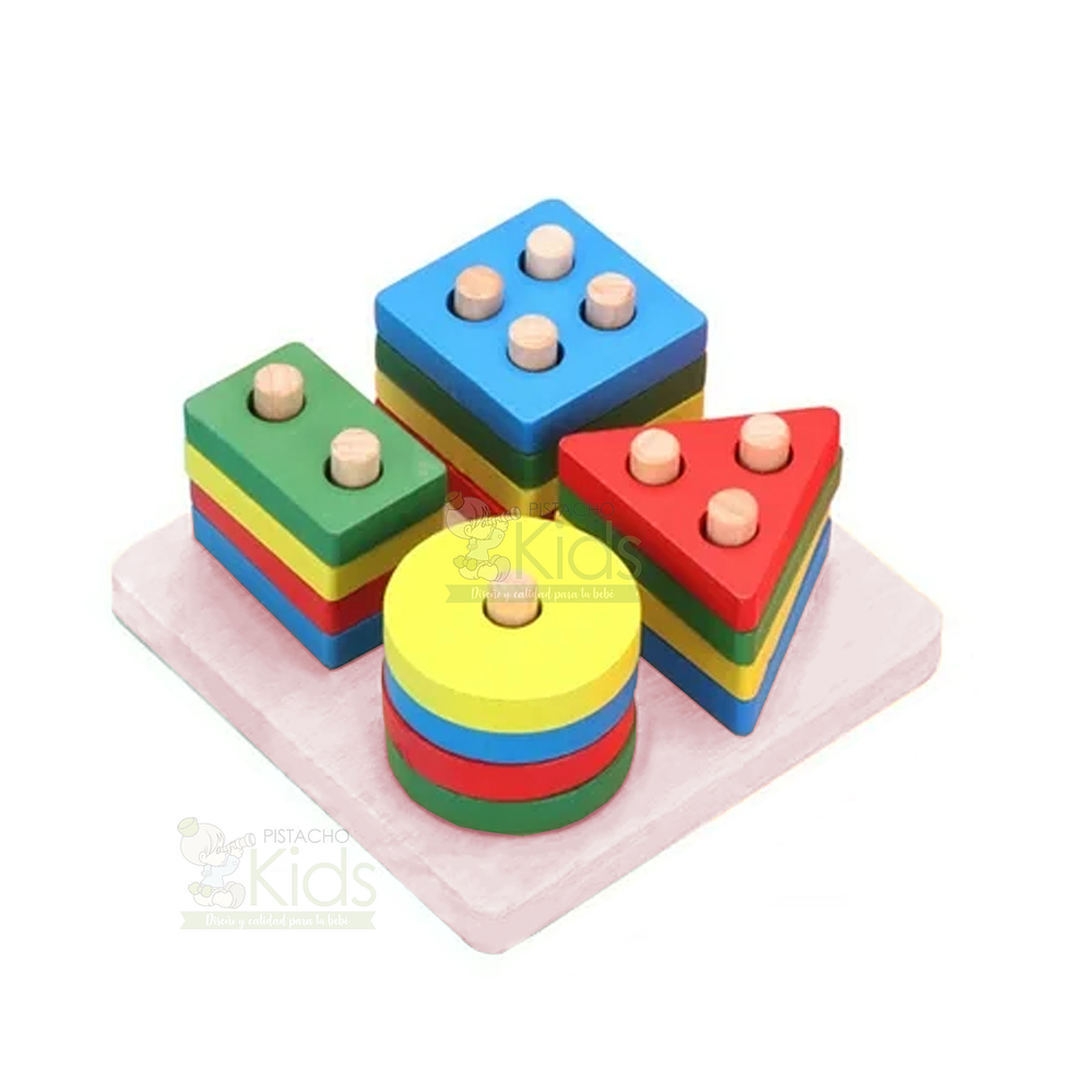 Encaje de formas geométricas madera 16 pcs 