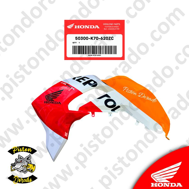 Cubierta de tanque izquierdo repsol CB190R V1 Honda Original 1