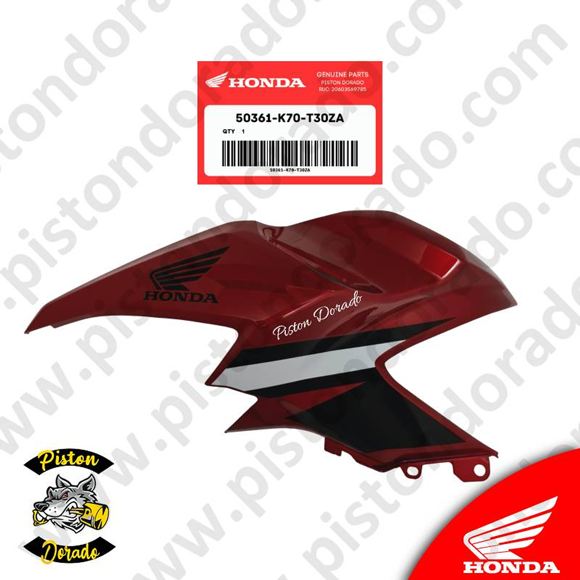 Cubierta de Tanque superior izquierdo Rojo CB190R V2 Honda Original 1