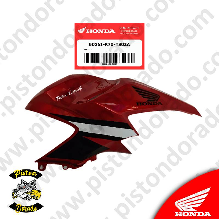 Cubierta de Tanque superior derecho Rojo CB190R V2 Honda Original 1