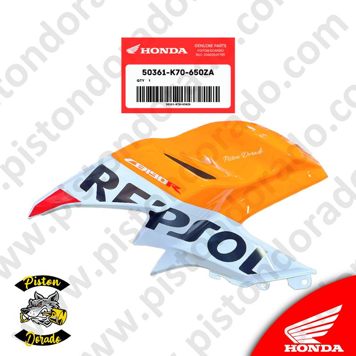 Cubierta de Tanque superior izquierdo Repsol CB190R V2 Honda Original 1