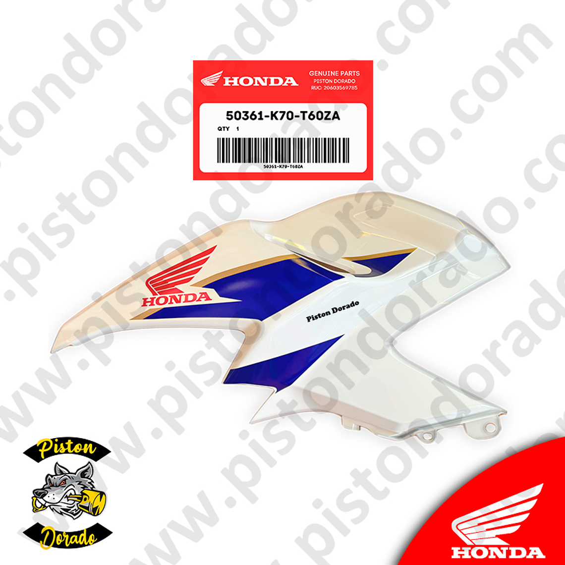 Cubierta de Tanque superior izquierdo Tricolor CB190R V2 Honda Original 1
