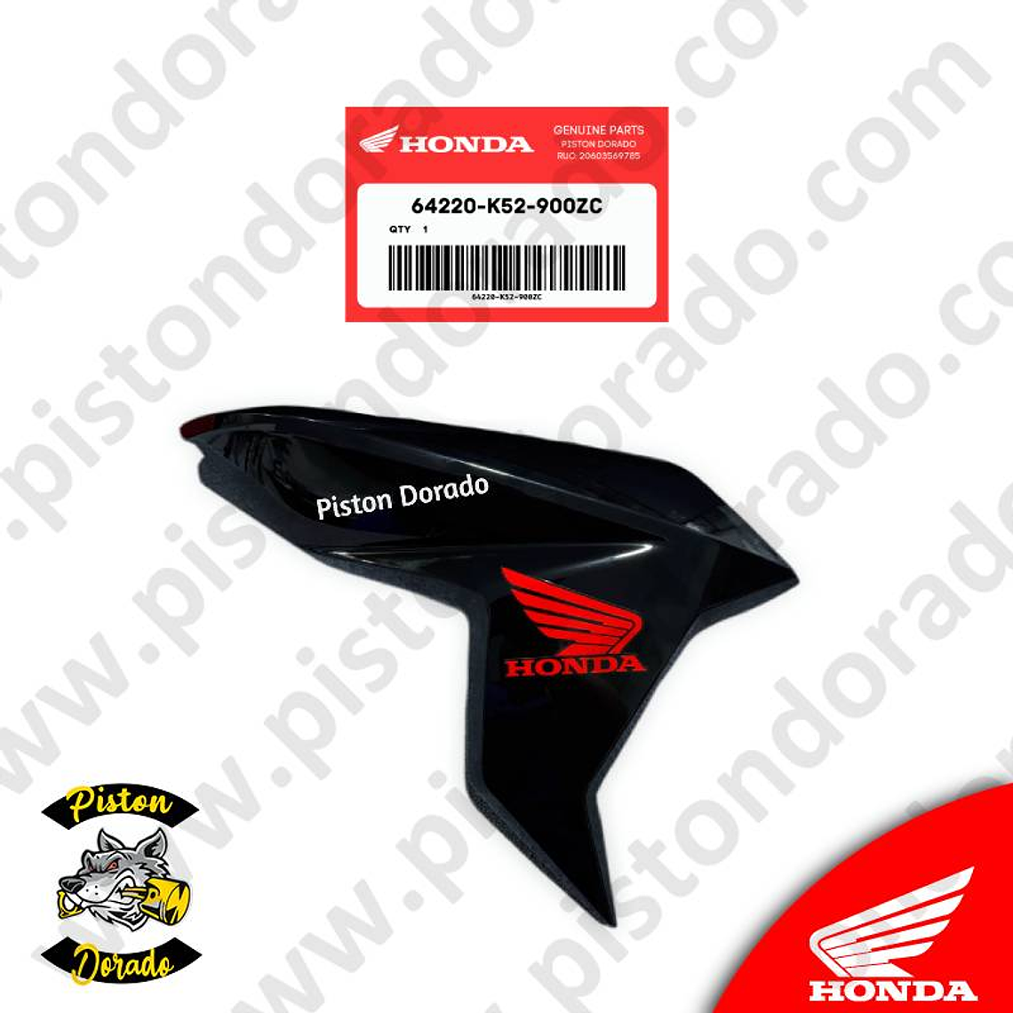 Cubierta de tanque derecho negro CBF125 TWISTER Honda Original 1