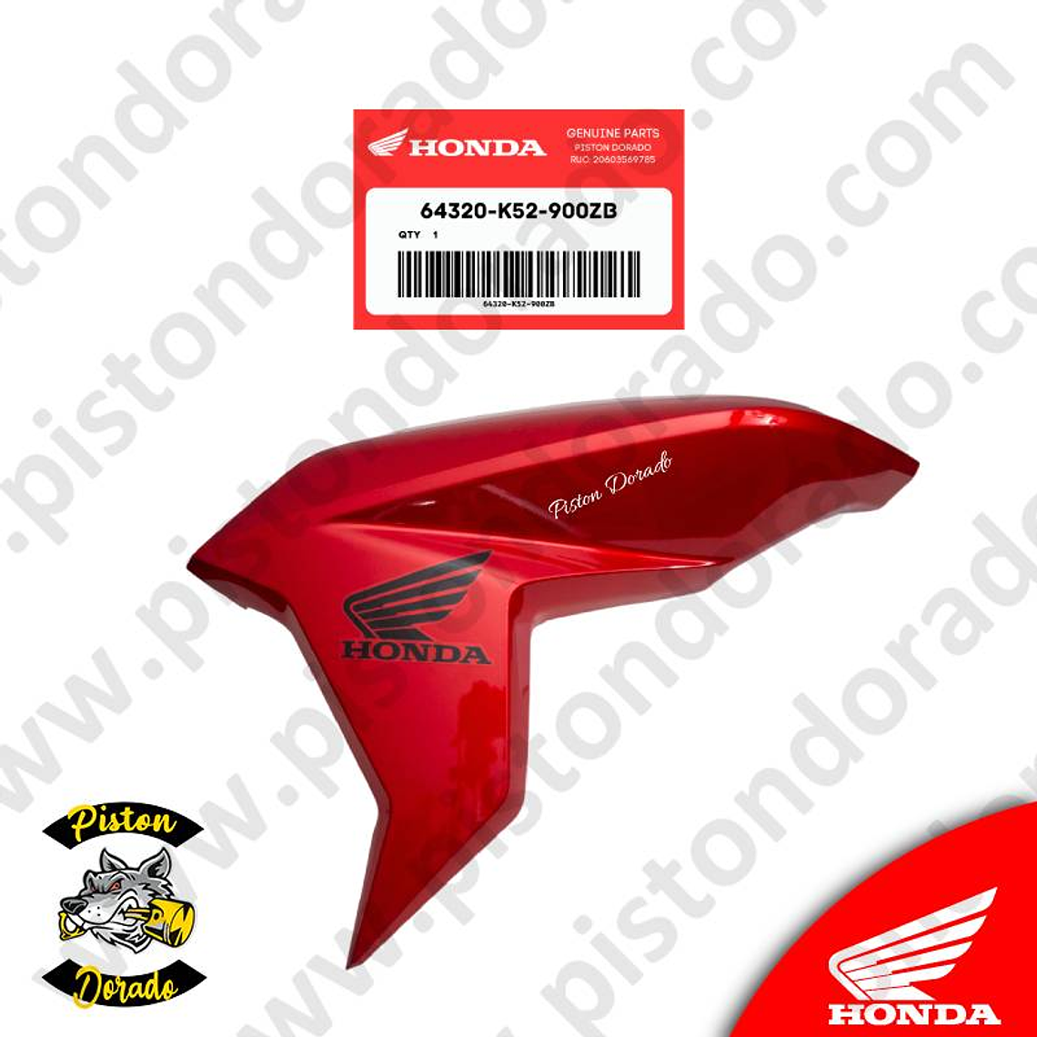 Cubierta de tanque izquierdo rojo CBF125 TWISTER Honda Original 1
