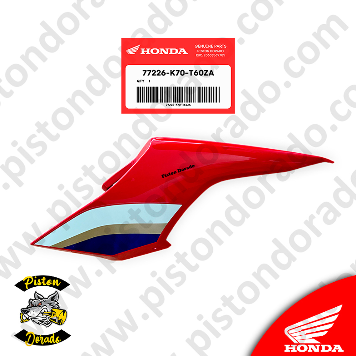 Cubierta posterior izquierdo Tricolor CB190R V2 Honda Original 1
