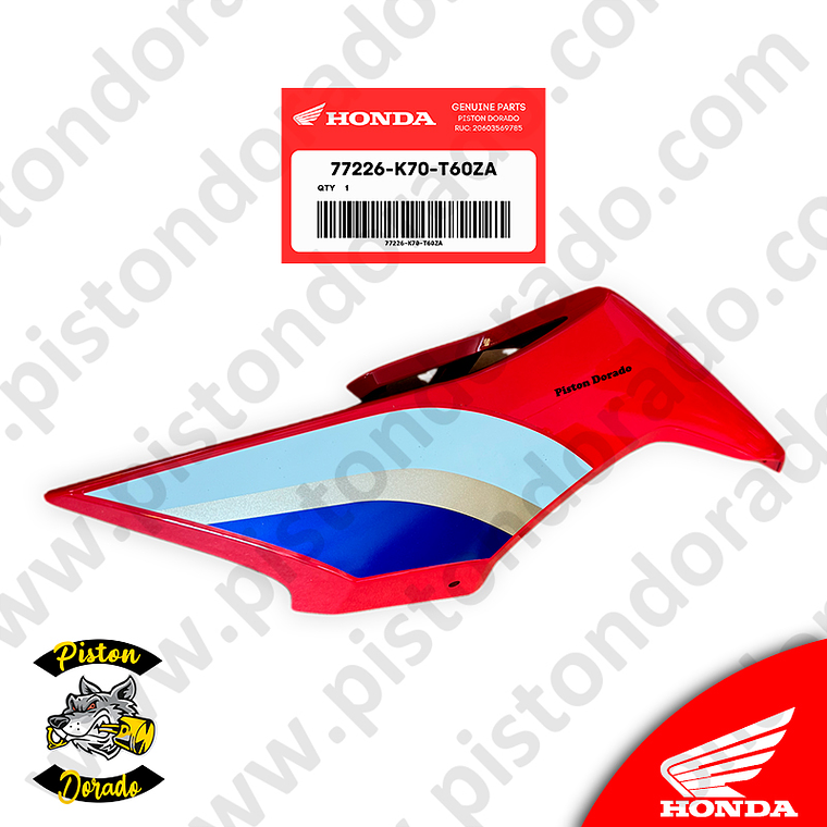 Cubierta posterior izquierdo Tricolor CB190R V2 Honda Original 2