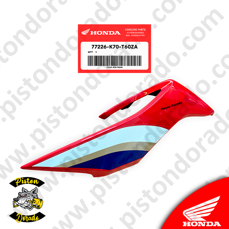 Cubierta posterior izquierdo Tricolor CB190R V2 Honda Original 3