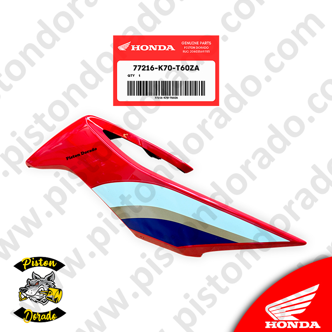 Cubierta posterior derecho Tricolor CB190R V2 Honda Original 2