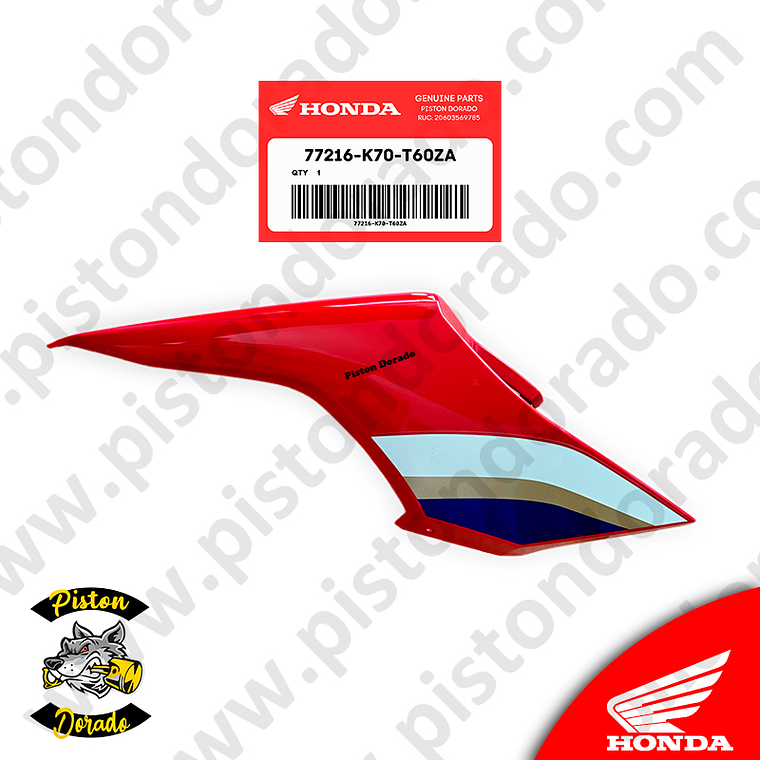 Cubierta posterior derecho Tricolor CB190R V2 Honda Original 3