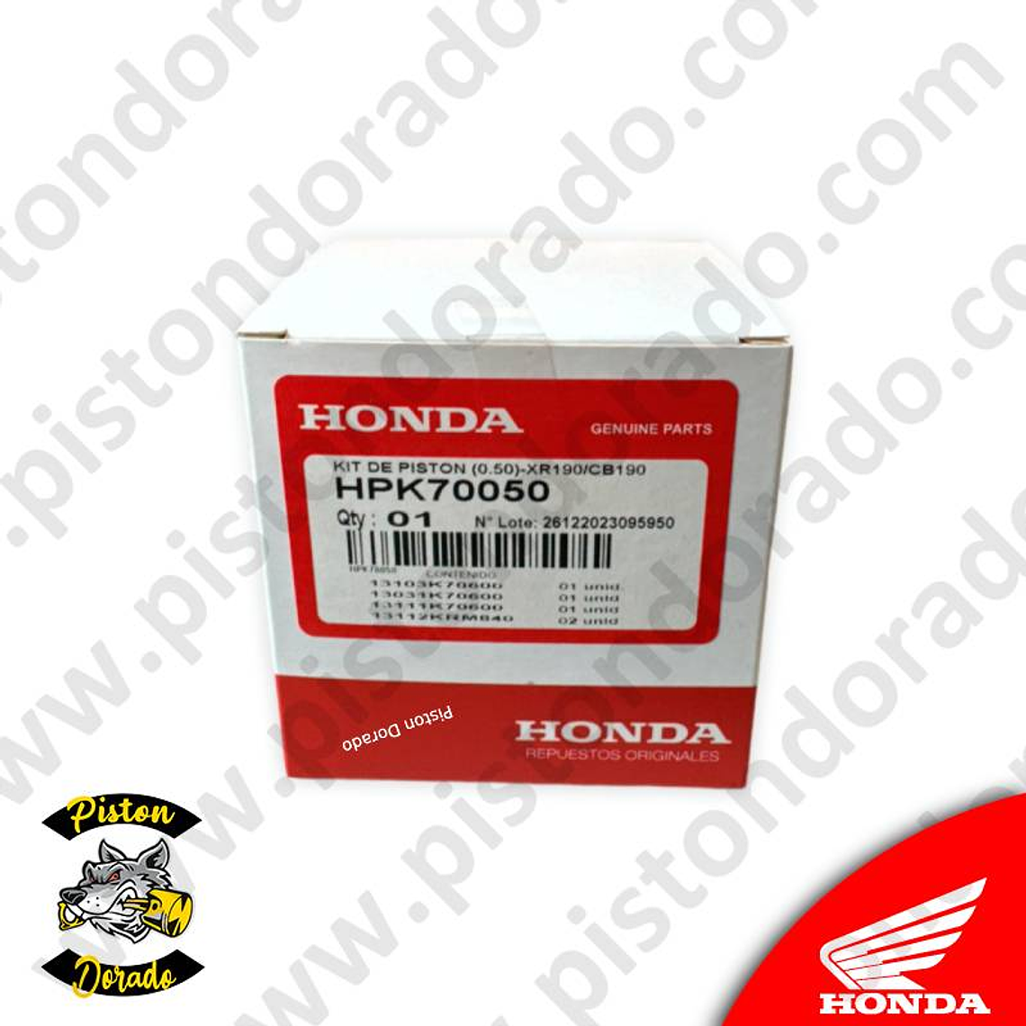 Kit de piston 0.50 CB190R y XR190 Honda Original 2